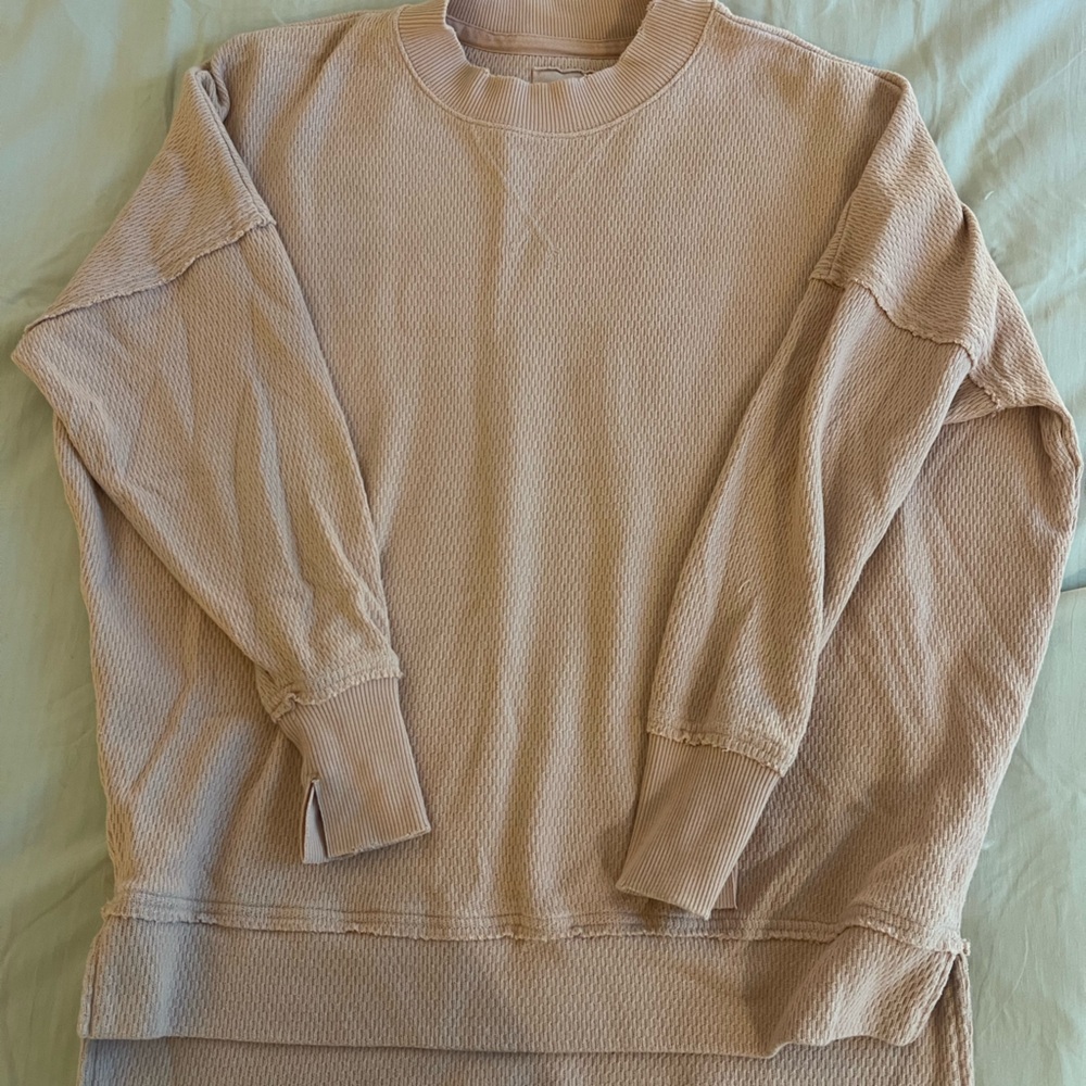 Aerie Light Pink Textured Crewneck